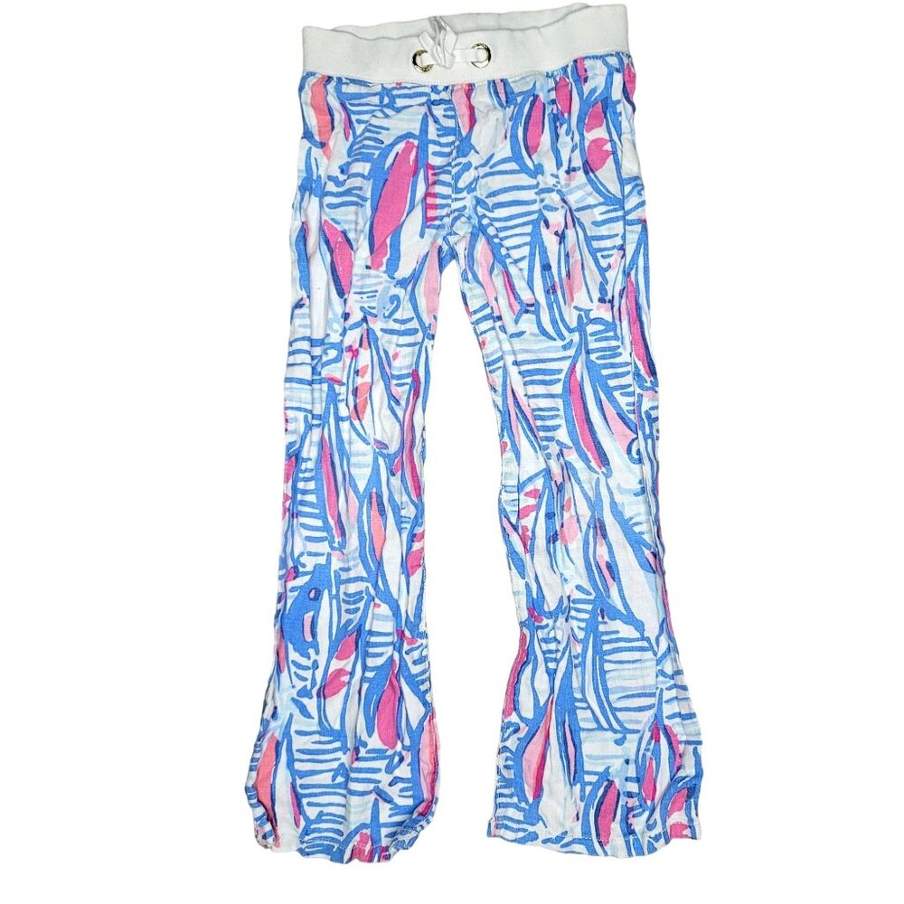 Lilly Pulitzer red light return linen beach Pants girls M 6/7 Colorful Abstract